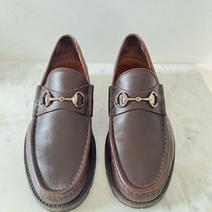 Gucci Horsebit Leather Loafers in Brown
